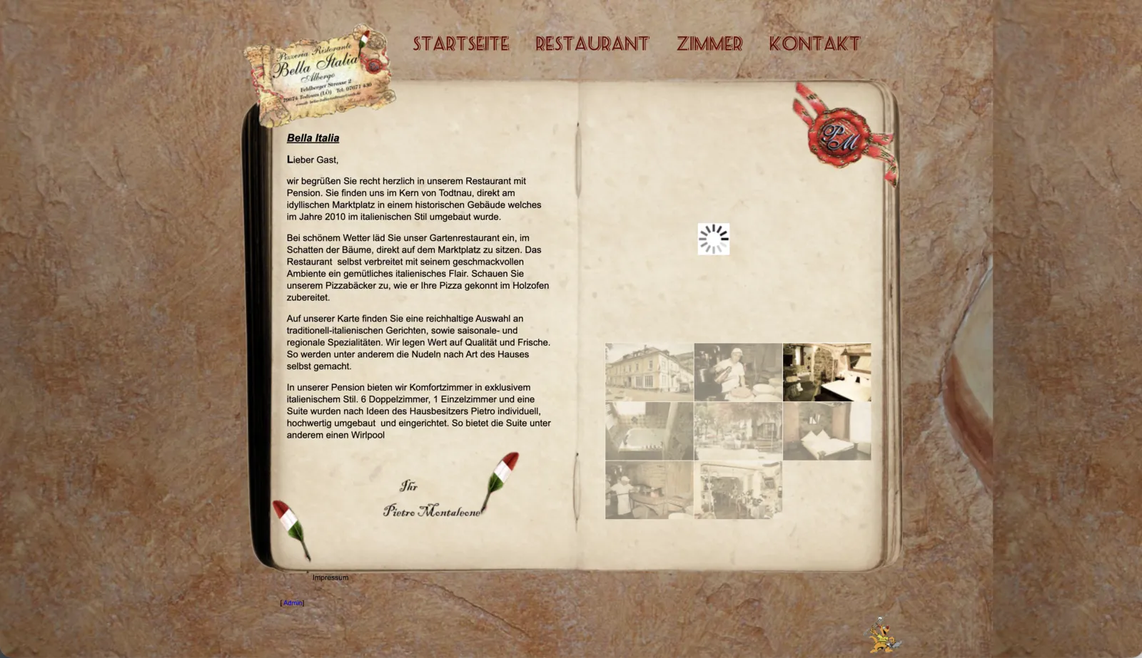 Alte Webseite Ansicht