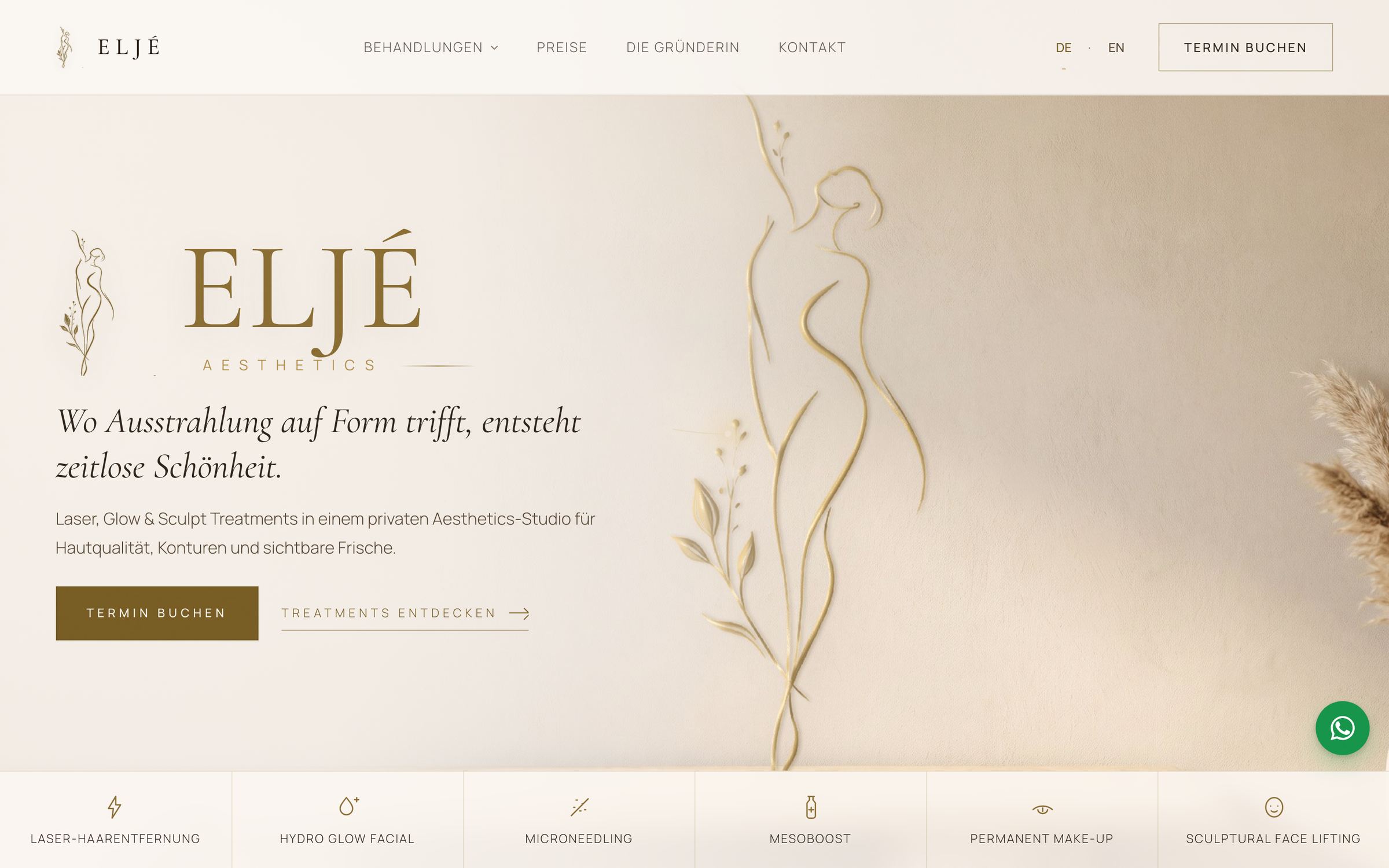 ELJÉ Aesthetics – die Startseite der neuen Website