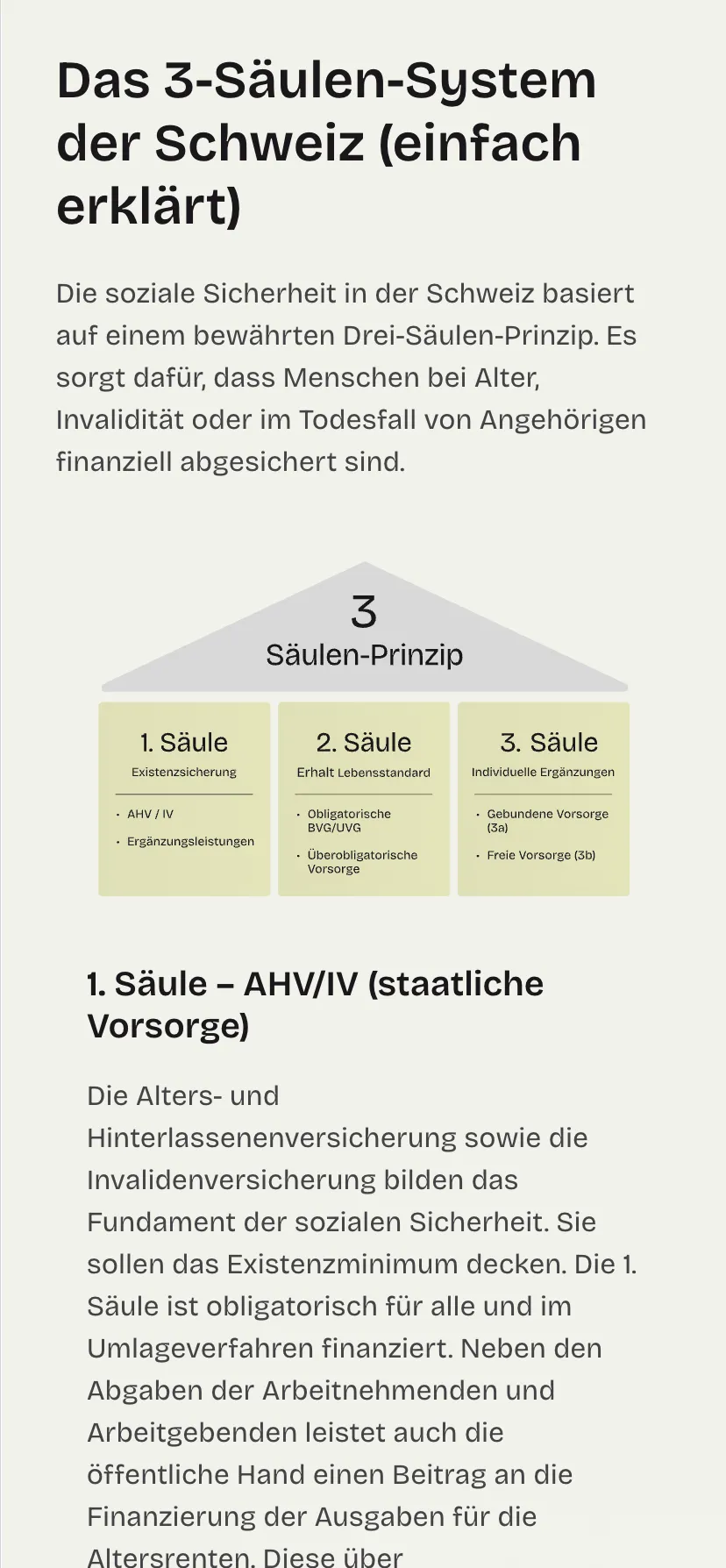 Mobile Ansicht 3-Säulen-System